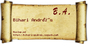 Bihari András névjegykártya
