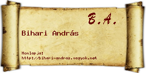 Bihari András névjegykártya
