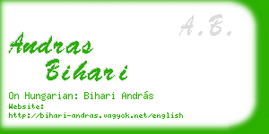 andras bihari business card